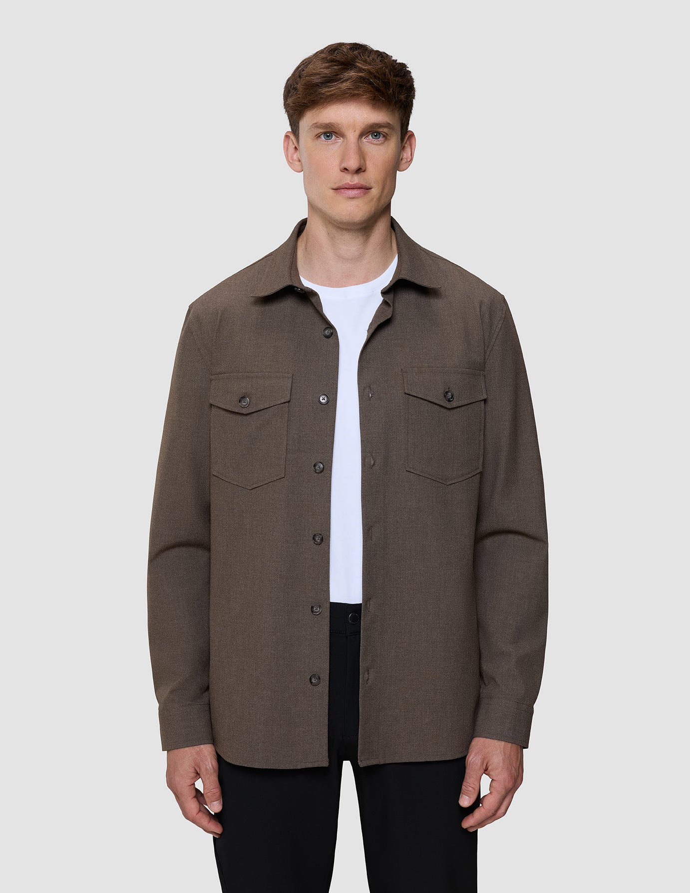 Essential Overshirt Saddle Brown Melange